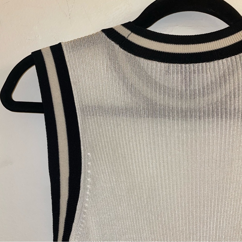 Rag & Bone Priya Crewneck Knit Tank in White with Black Trim Size M - Picture 9 of 12